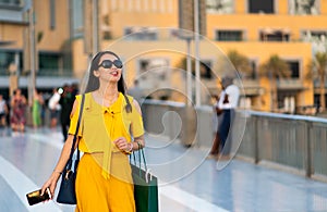 Happy tourist at Dubai mall