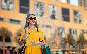 Happy tourist at Dubai mall