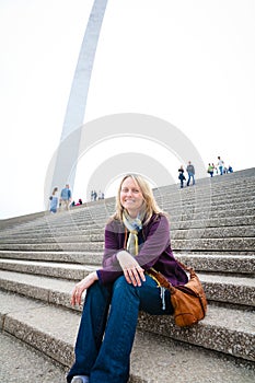 Happy Tourist at the St. Louis Gateway Arch