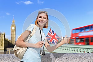 Happy travel woman in London