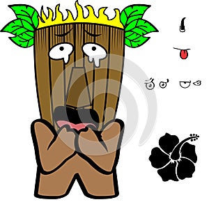 Happy Tropical hawaian tiki mask character cartoon kawaii expressions collection illustration