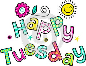 Happy Tuesday Cartoon Text Clipart