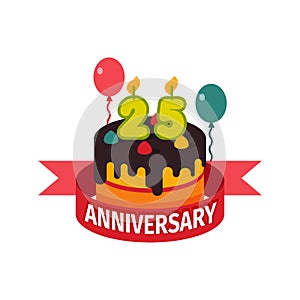 Happy twenty fifth birthday badge vector icon.