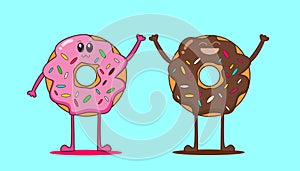 Funny smile donuts character modern and cute flat vector
