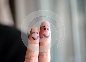 Happy two fingers photo