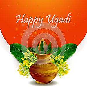 Happy Ugadi holiday religious festival background for Happy New Year of Andhra Pradesh