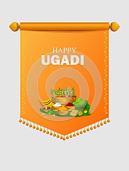 Happy Ugadi holiday religious festival background for Happy New Year of in India