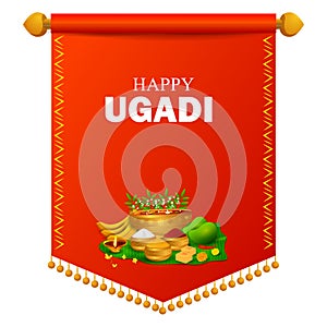 Happy Ugadi holiday religious festival background for Happy New Year of in India