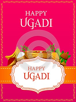 Happy Ugadi holiday religious festival background for Happy New Year of in India