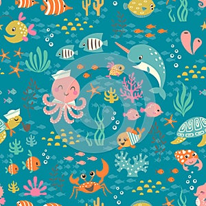 Happy underwater life pattern