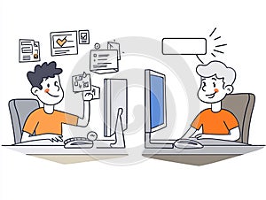 Happy and unhappy computer user comic