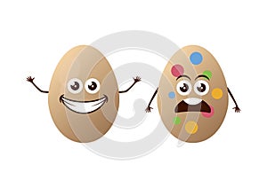 Happy and unhappy easter eggs vector