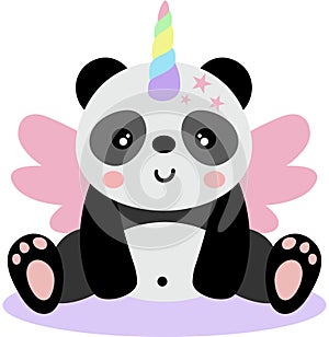 Happy unicorn panda with wings