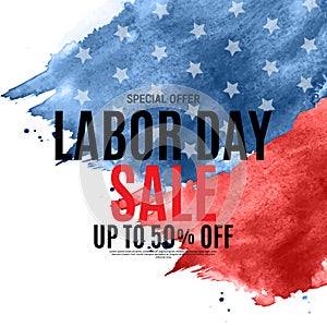 Happy USA Labor Day Sale poster background. Vector illustration