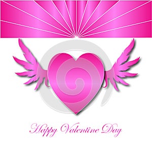 Happy Vaentine Day with Pink  Heart wings