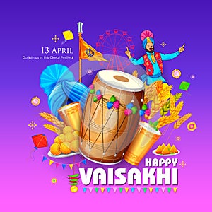 Happy Vaisakhi Punjabi festival celebration background photo