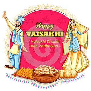 Happy Vaisakhi Punjabi spring harvest festival of Sikh celebration background