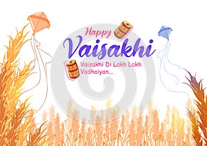 Happy Vaisakhi Punjabi spring harvest festival of Sikh celebration background