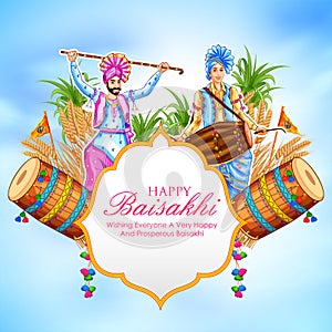 Happy Vaisakhi Punjabi spring harvest festival of Sikh celebration background