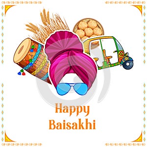 Happy Vaisakhi Punjabi spring harvest festival of Sikh celebration background