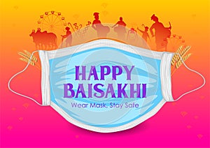 Happy Vaisakhi Punjabi spring harvest festival of Sikh celebration background