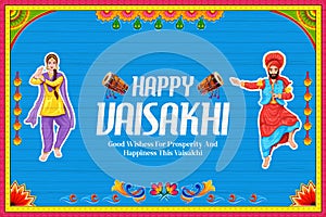 Happy Vaisakhi Punjabi spring harvest festival of Sikh celebration background