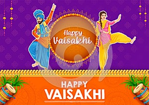 Happy Vaisakhi Punjabi spring harvest festival of Sikh celebration background