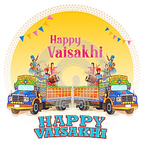 Happy Vaisakhi Punjabi spring harvest festival of Sikh celebration background