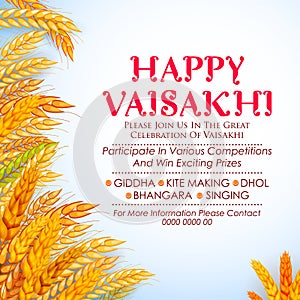 Happy Vaisakhi Punjabi spring harvest festival of Sikh celebration background