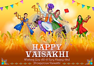 Happy Vaisakhi Punjabi spring harvest festival of Sikh celebration background photo