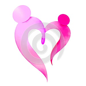 Happy Valenetine`s Day. Lover couple symbol with clipping path.. Friendship concept. Helping people. Watercolor style