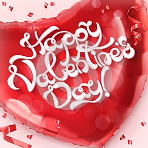 Happy Valentin Day. Red heart toy balloon vector