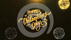 Happy valentine day Celebration, Wishes, Greeting Text on Golden Firework