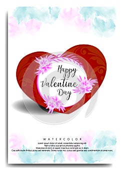 Happy valentine day in floral watercolor style