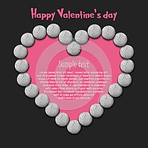 Happy Valentines Day. Heart from the golf balls