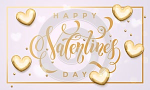 Happy Valentine day golden hearts greeting card