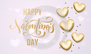 Happy Valentine day golden hearts greeting card