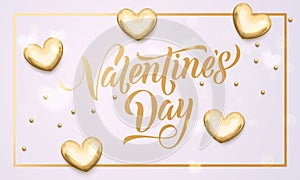 Happy Valentine day golden hearts greeting card