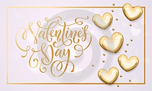 Happy Valentine day golden hearts greeting card