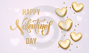 Happy Valentine day golden hearts greeting card