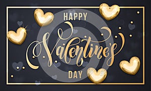 Happy Valentine day golden hearts greeting card