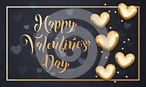 Happy Valentine day golden hearts greeting card