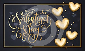 Happy Valentine day golden hearts greeting card