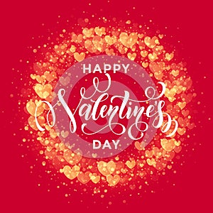 Happy Valentine day golden hearts pattern greeting card