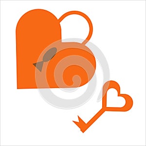 Happy Valentine day icon in flat minimalistic style