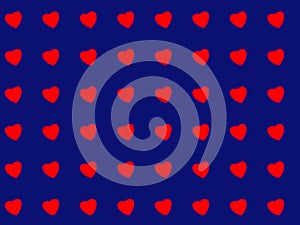 Happy Valentine Day Love Heart Pattern On Blue Background And Texture.