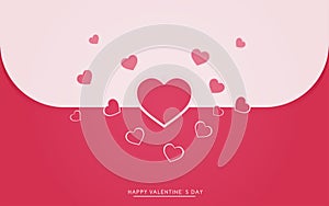 Happy valentine day with many heart on pink mail.