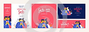 Happy Valentine Day sale banner offer email couple