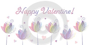 Happy Valentine gift card love blossom floral motive