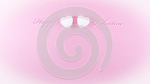 Happy valentine greeting card template with love heart shape and text on pink background white vignette